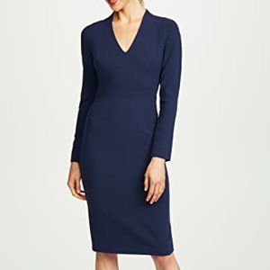 Black Halo Mindy V-Neck Long-Sleeve Crepe Sheath Cocktail Dress